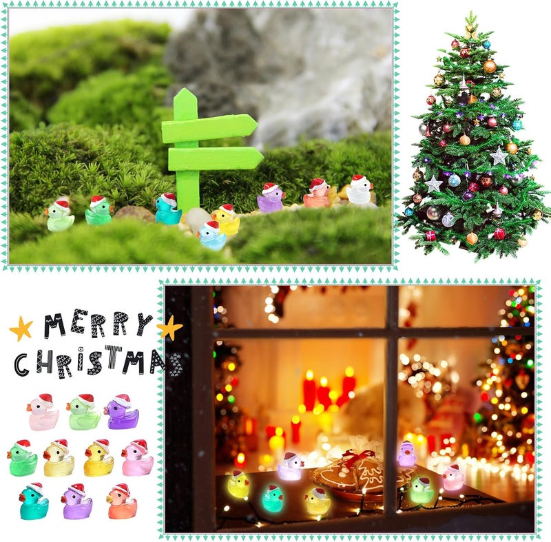 GliSun Christmas Mini Resin Ducks 160 Pack Luminous Tiny Duck Glow in The Dark for Garden Micro Landscape Ornament Dollhouse Plastic Tiny Figurines Birthday Party Favors DIY Decoration Craft - Image 3